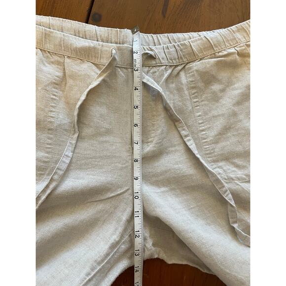 Liz Claiborne Womens Large Pants Linen/Cotton Tan Pockets Tie Close Some Pilling - Picture 10 of 12
